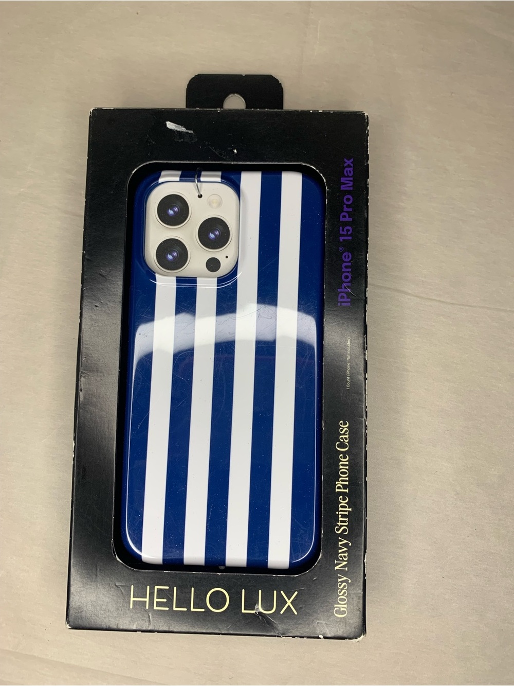 Hello Lux Navy & White Stripe Phone Case for iPhone 15 Pro Max